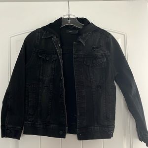 Treasure & Bond black hooded distressed denim jacket - NWOT